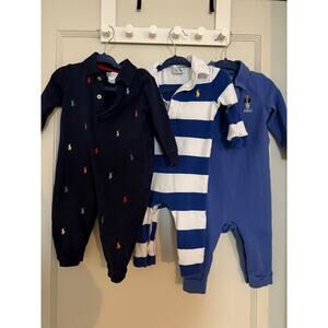 Set of 3 Ralph Lauren Polo Rompers, size 9m